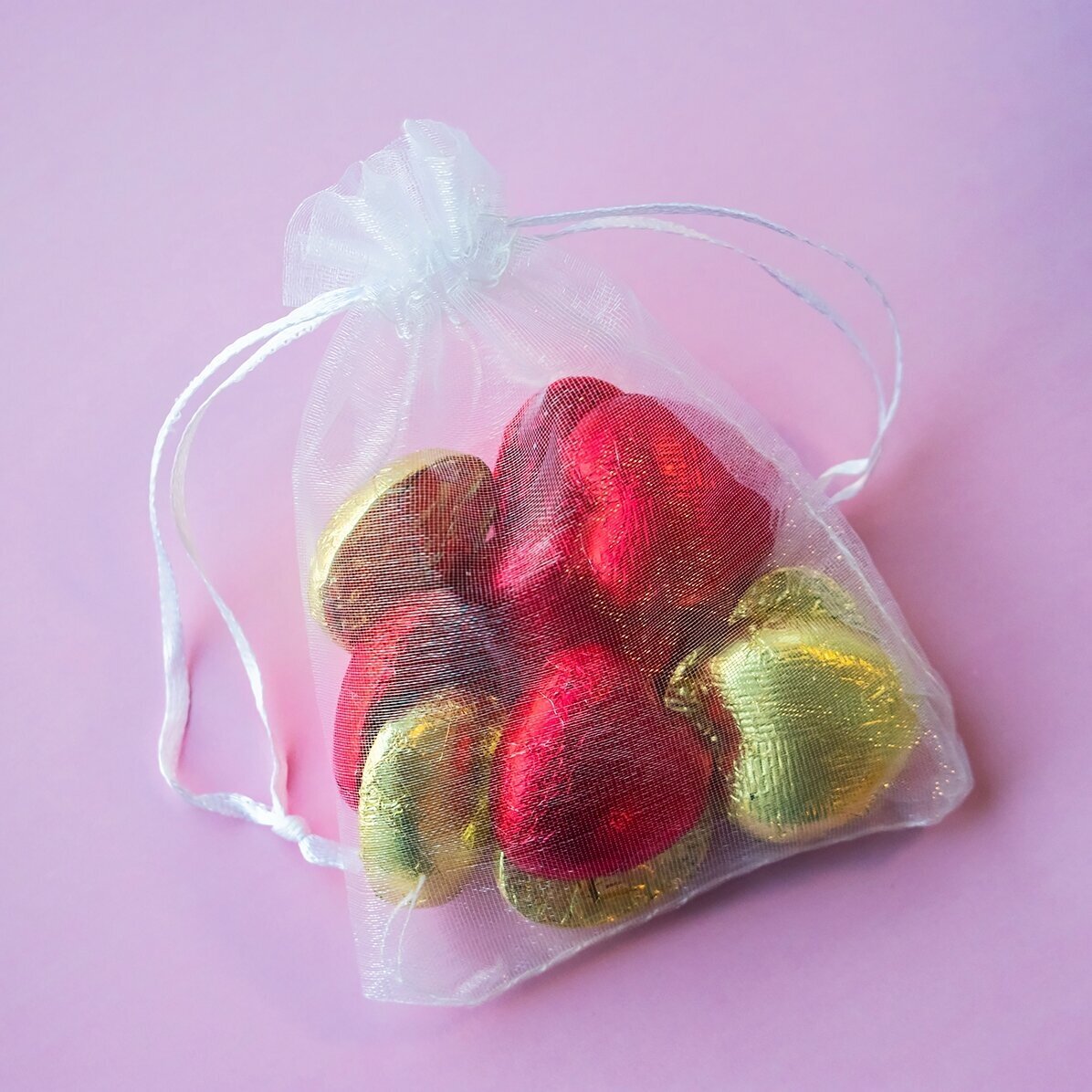 Set of 10 mini heart chocolates personalised with photos and text - Love