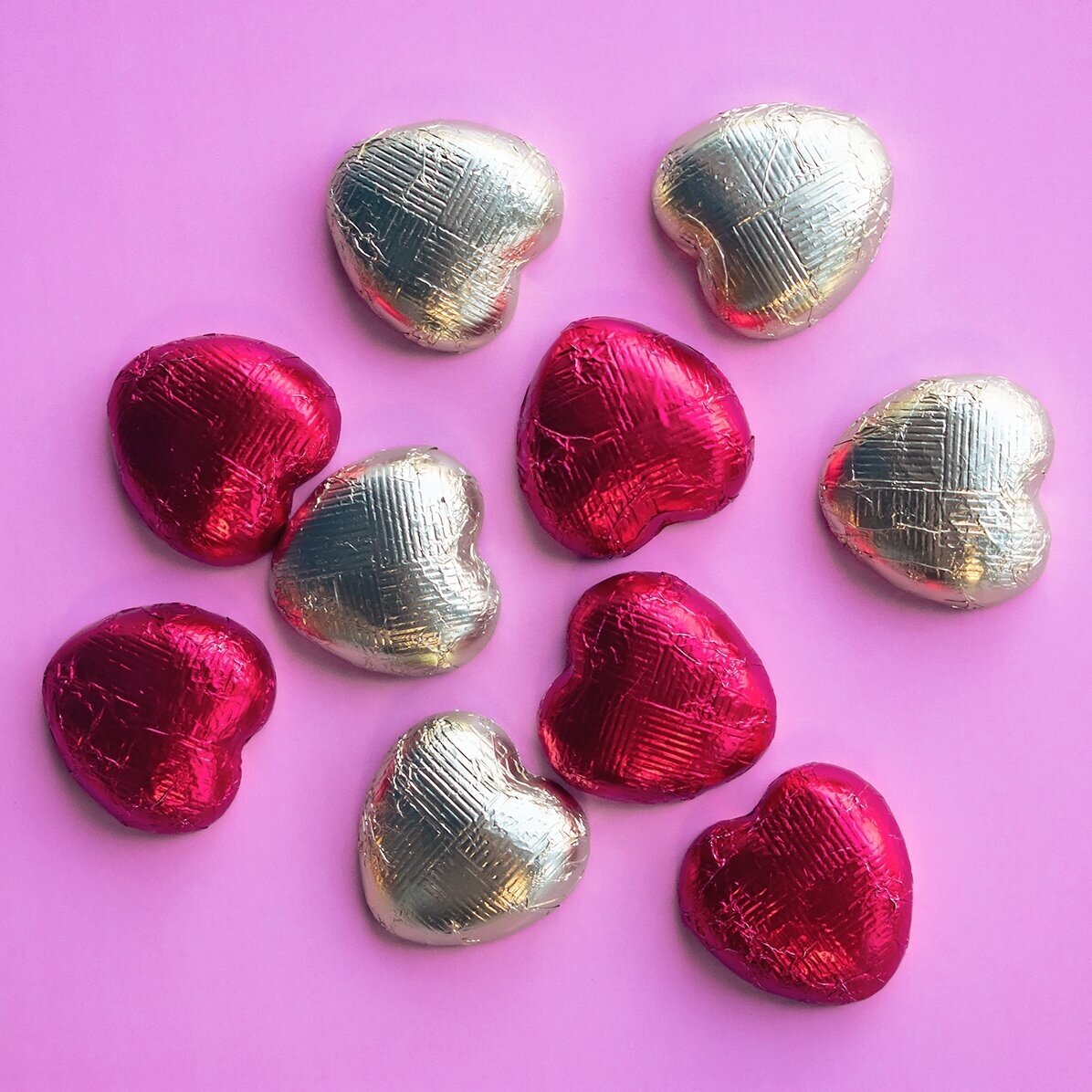 Set of 10 mini heart chocolates personalised with photos and text - Love