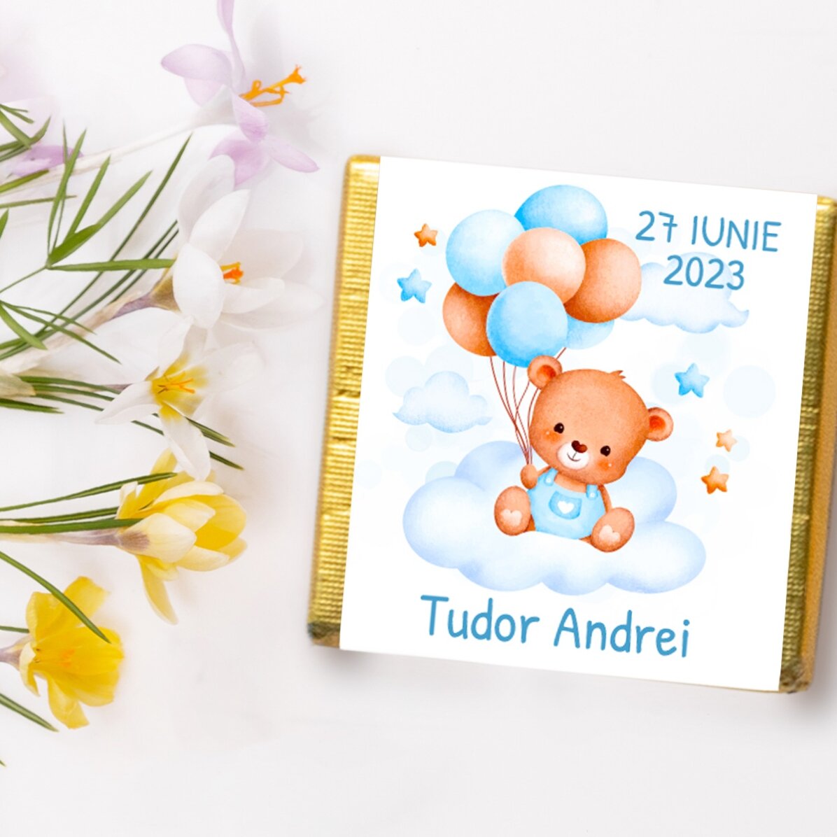 Gepersonaliseerde mini-chocolade als doopgeschenk met tekst - Beertjes