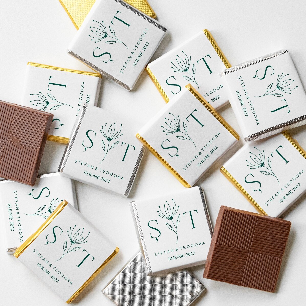 Gepersonaliseerde mini-chocolade als huwelijksbedankje met tekst - Elegant
