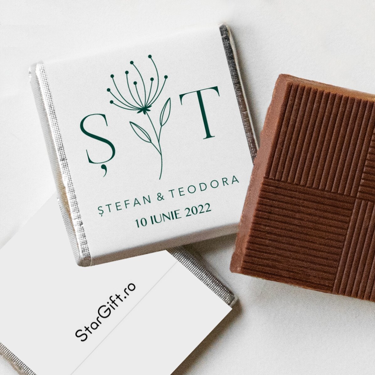 Gepersonaliseerde mini-chocolade als huwelijksbedankje met tekst - Elegant