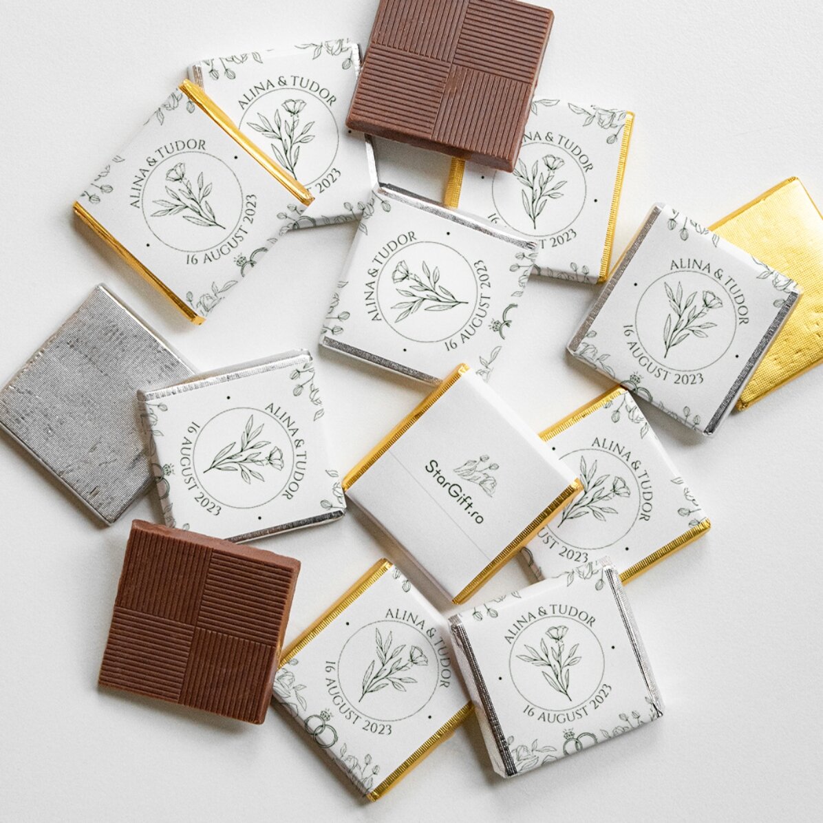 Gepersonaliseerde mini-chocolade met boodschap – bloemmotief