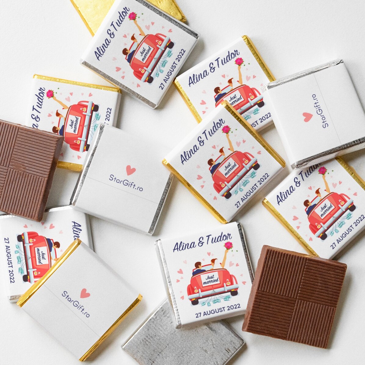 Mini chocolate favour personalised with text - Just married