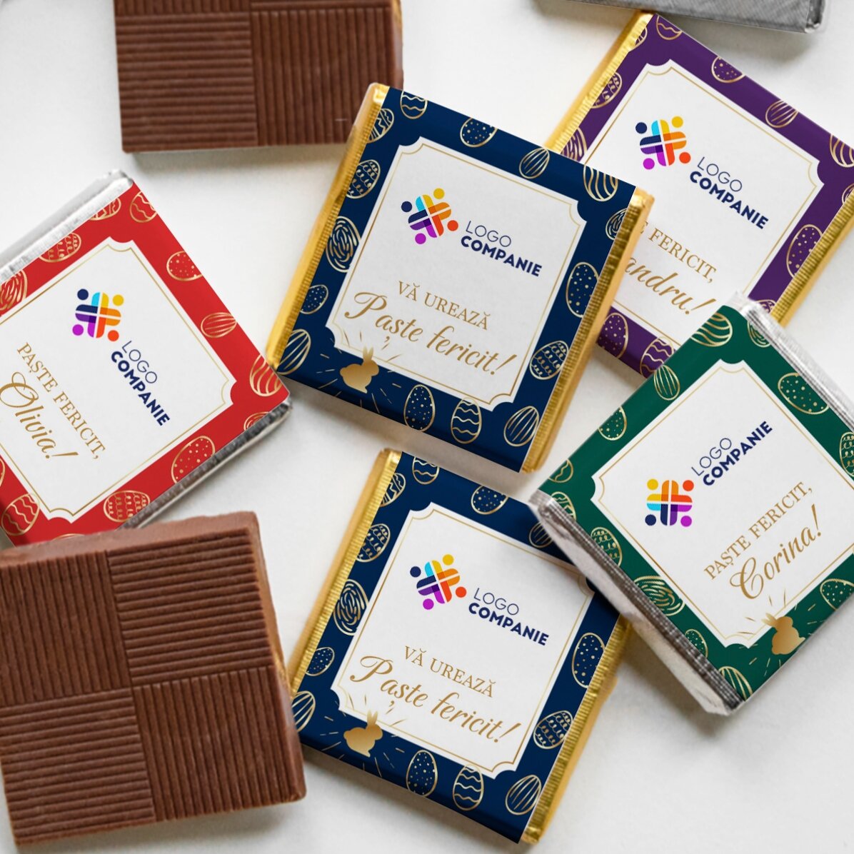 Gepersonaliseerde mini-chocolade met logo en boodschap - Paaseieren