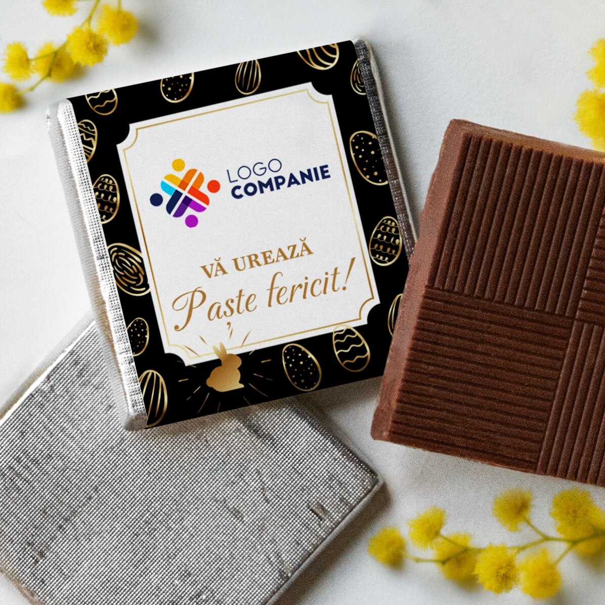 Gepersonaliseerde mini-chocolade met logo en boodschap - Paaseieren