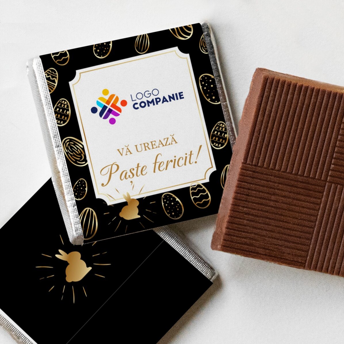 Gepersonaliseerde mini-chocolade met logo en boodschap - Paaseieren