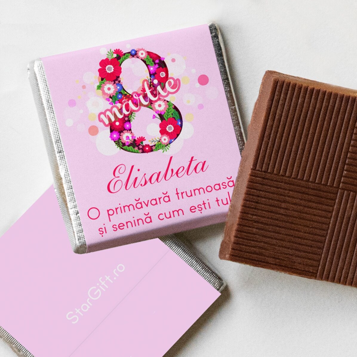 Gepersonaliseerde mini-chocolade met boodschap - 8 maart