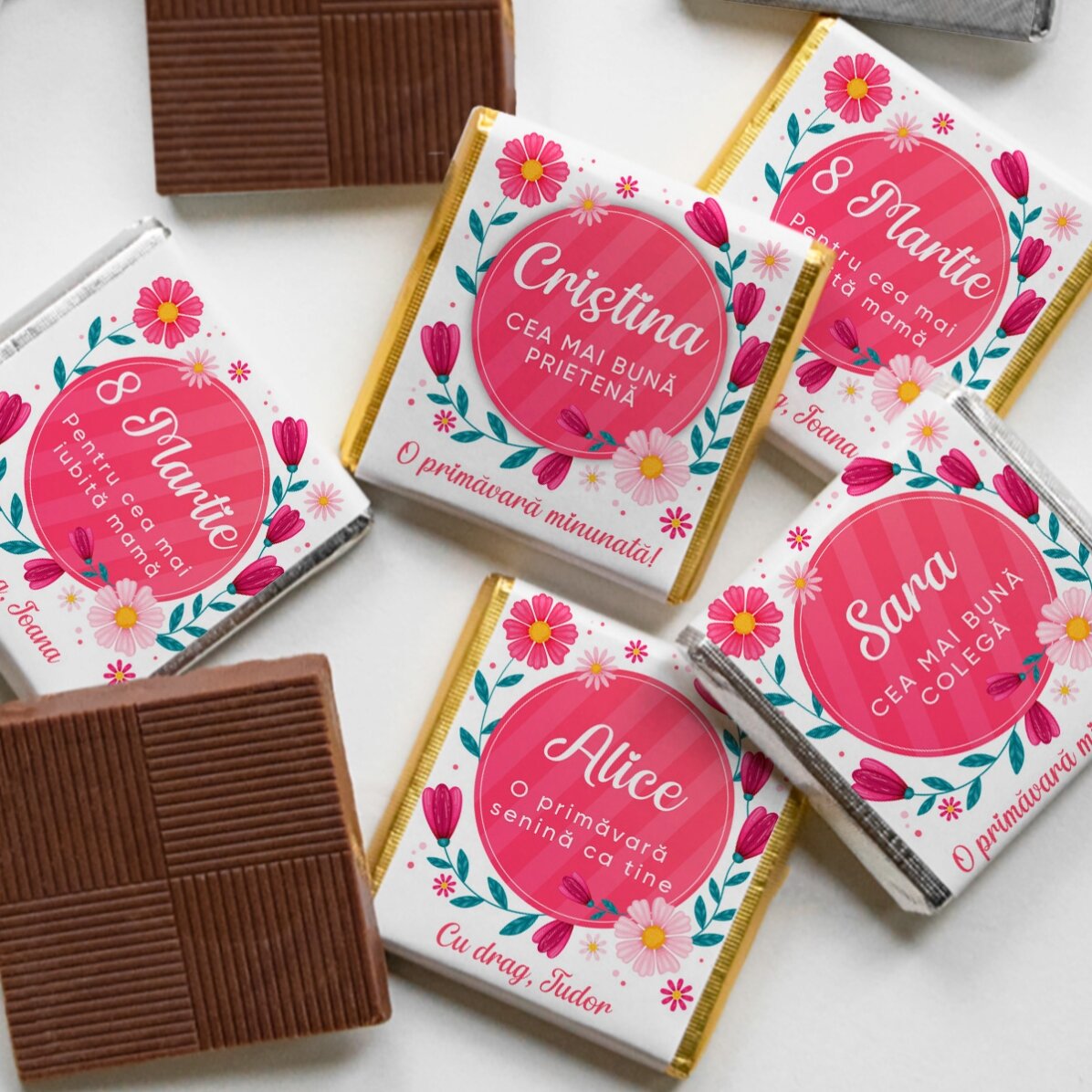 Personalised mini chocolate with spring message