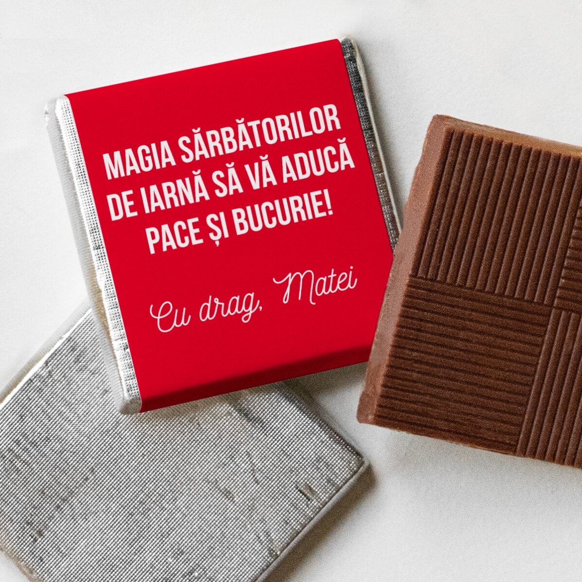 Gepersonaliseerde mini-chocolade met boodschap