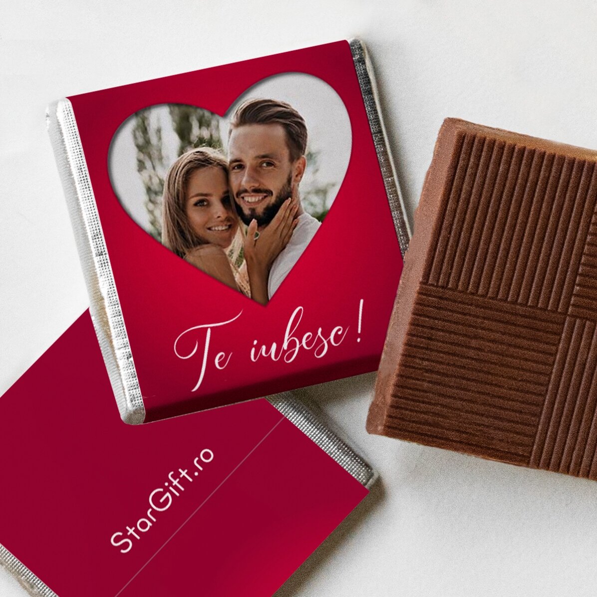 Mini chocolate personalised with a photo and text - Heart