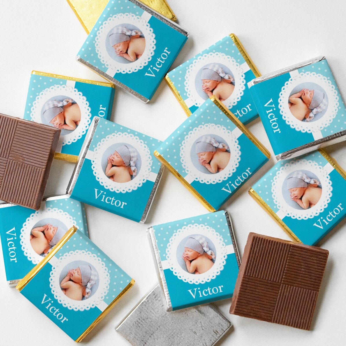 Gepersonaliseerde mini-chocolade met foto en tekst - Doopgeschenk