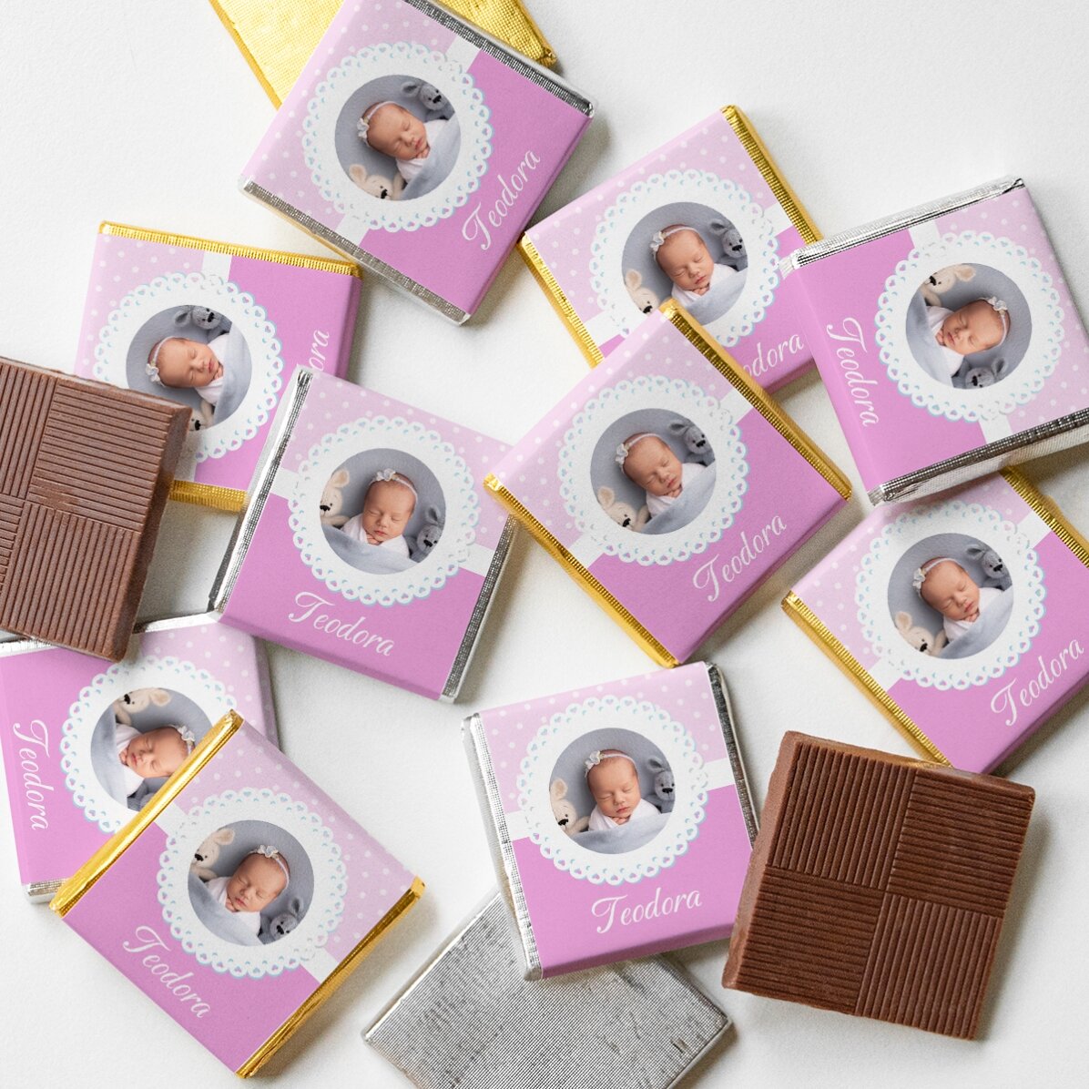 Gepersonaliseerde mini-chocolade met foto en tekst - Doopgeschenk