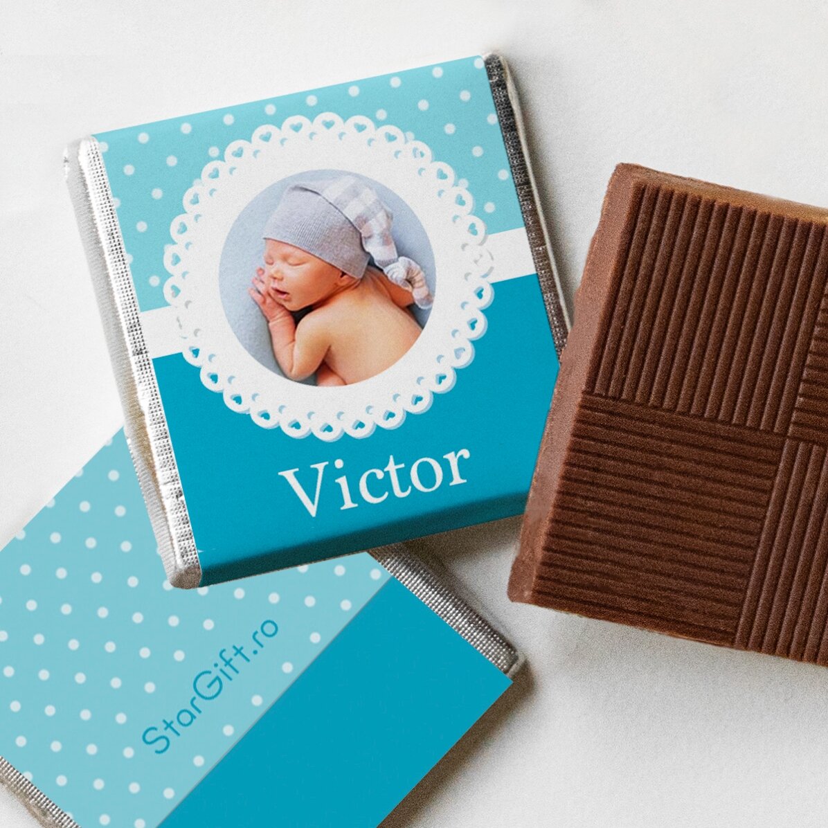 Gepersonaliseerde mini-chocolade met foto en tekst - Doopgeschenk