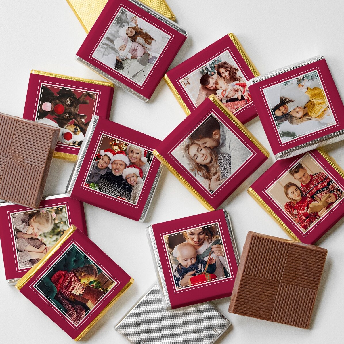 Set van 10 gepersonaliseerde minichocolade met foto
