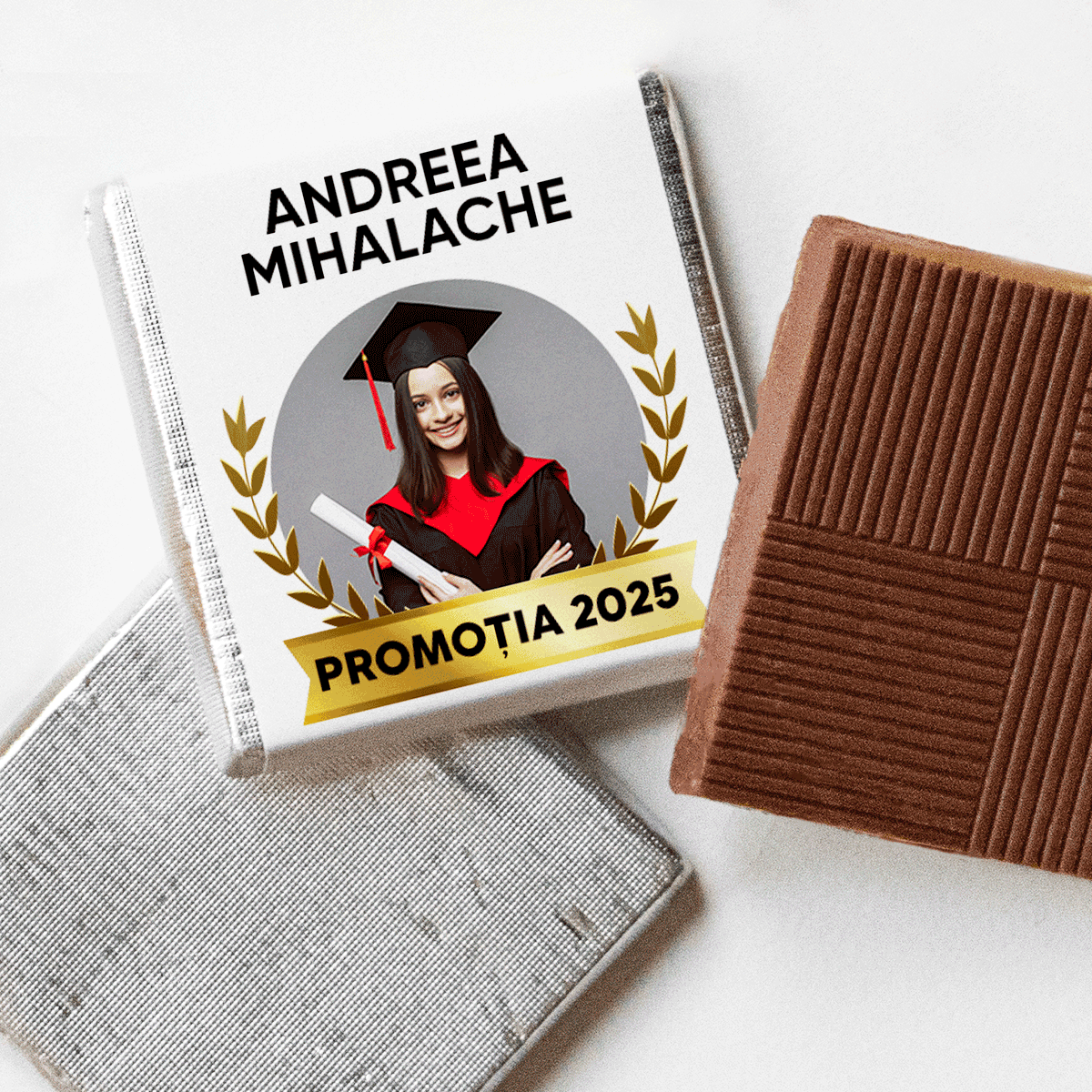 Mini chocolate personalised with text and photo or logo - Graduation
