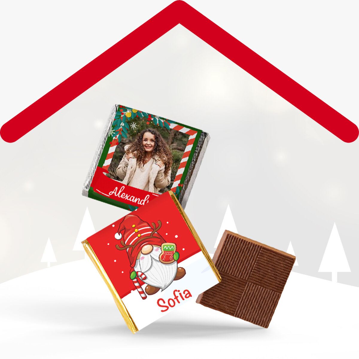 Gepersonaliseerde mini-chocolade voor Kerstmis