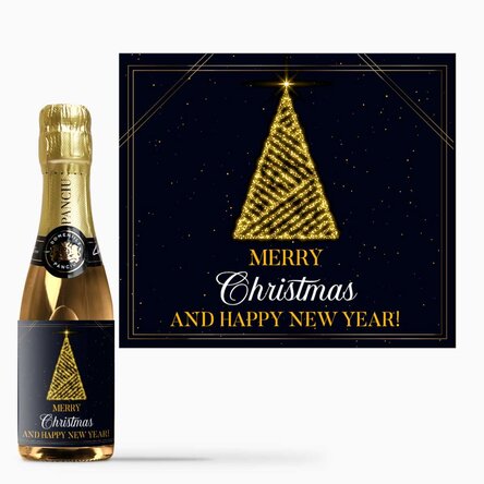 Mini-flesje mousserende wijn, gepersonaliseerd met tekst - Christmas Tree
