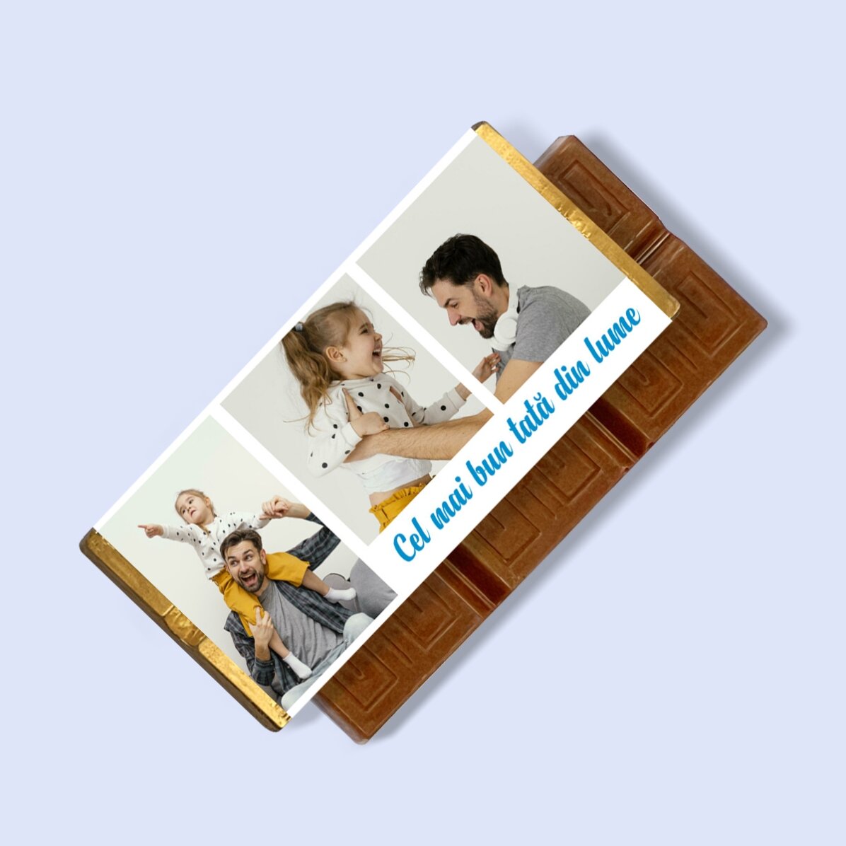 Mini chocolate bar personalised with 3 photos and a message
