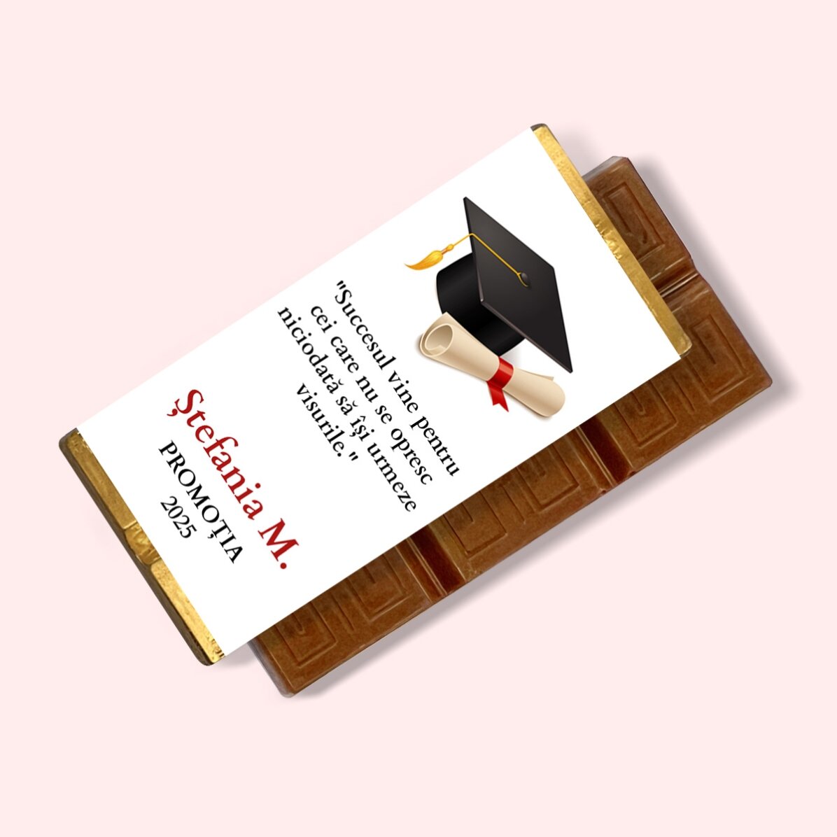 Gepersonaliseerde mini-chocoladereep met boodschap - Afstuderen
