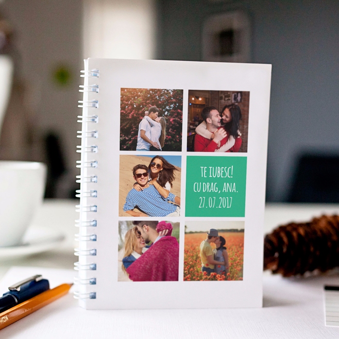 Gepersonaliseerd notitieboekje met 5 foto’s en tekst