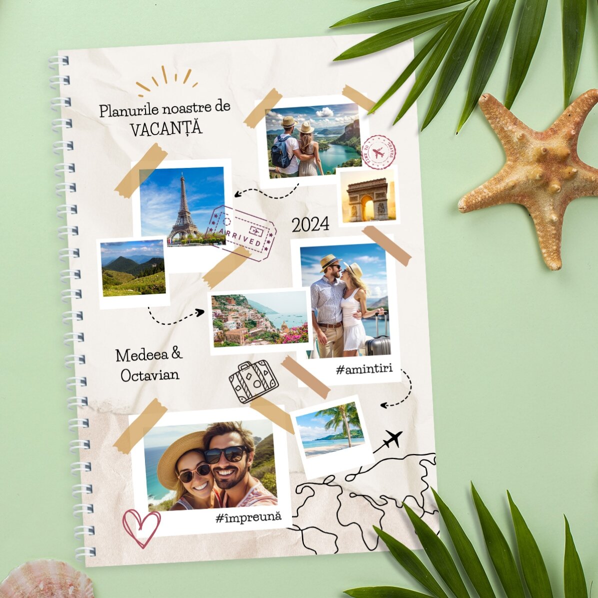 Gepersonaliseerd notitieboekje met 8 foto’s en tekst - Vakantieplannen