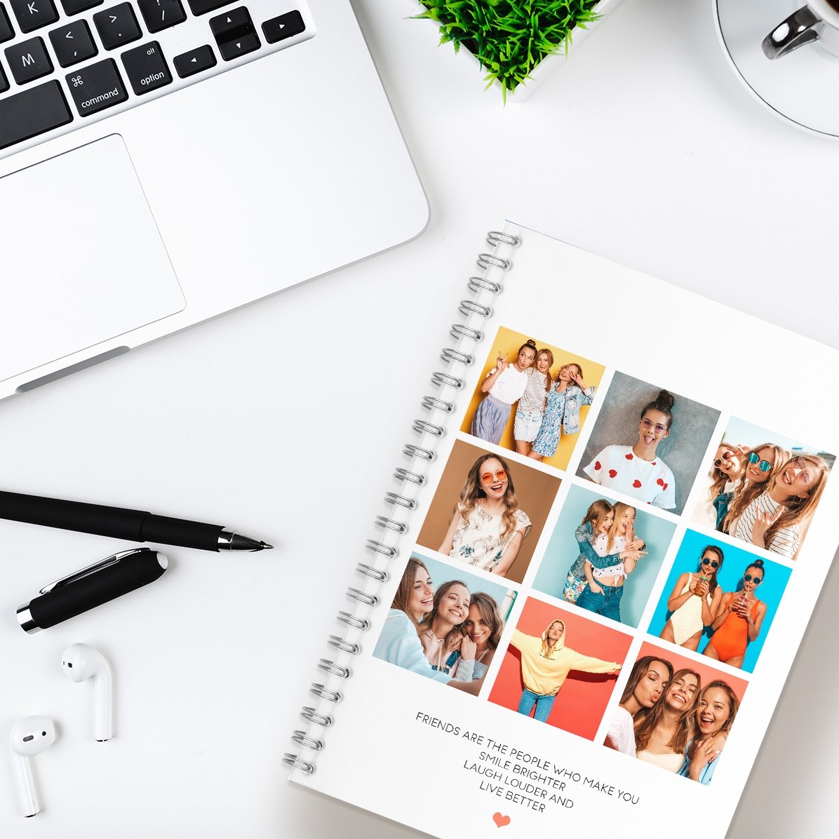 Personalised notebook with 9 photos and text - F.r.i.e.n.d.s