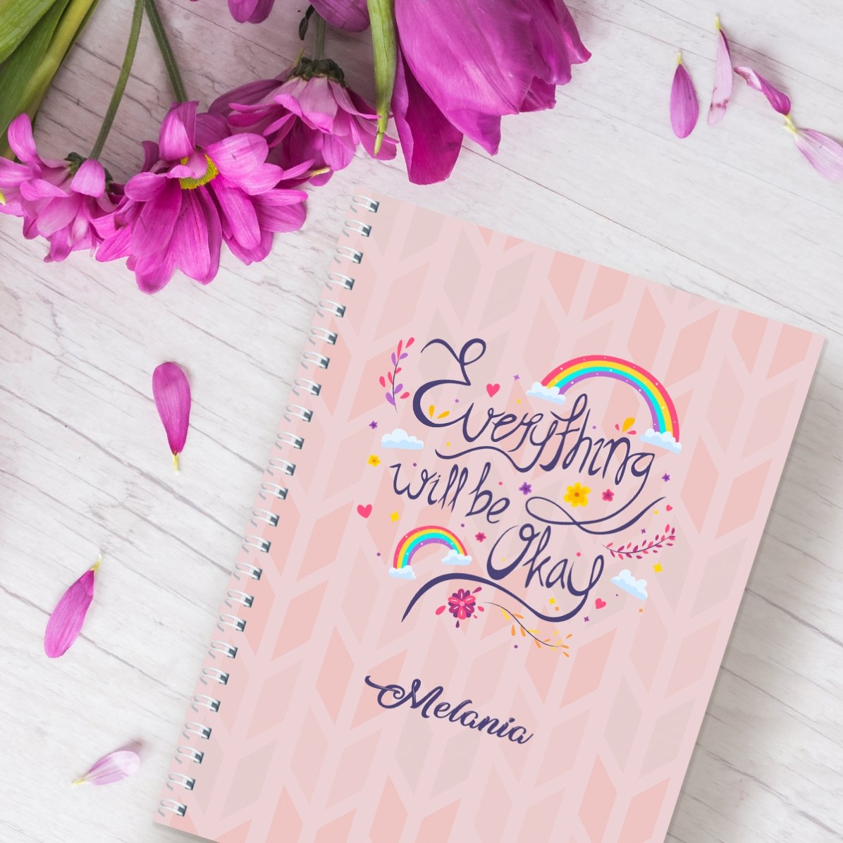 Gepersonaliseerde notitieboekje met tekst - Everything will be okay