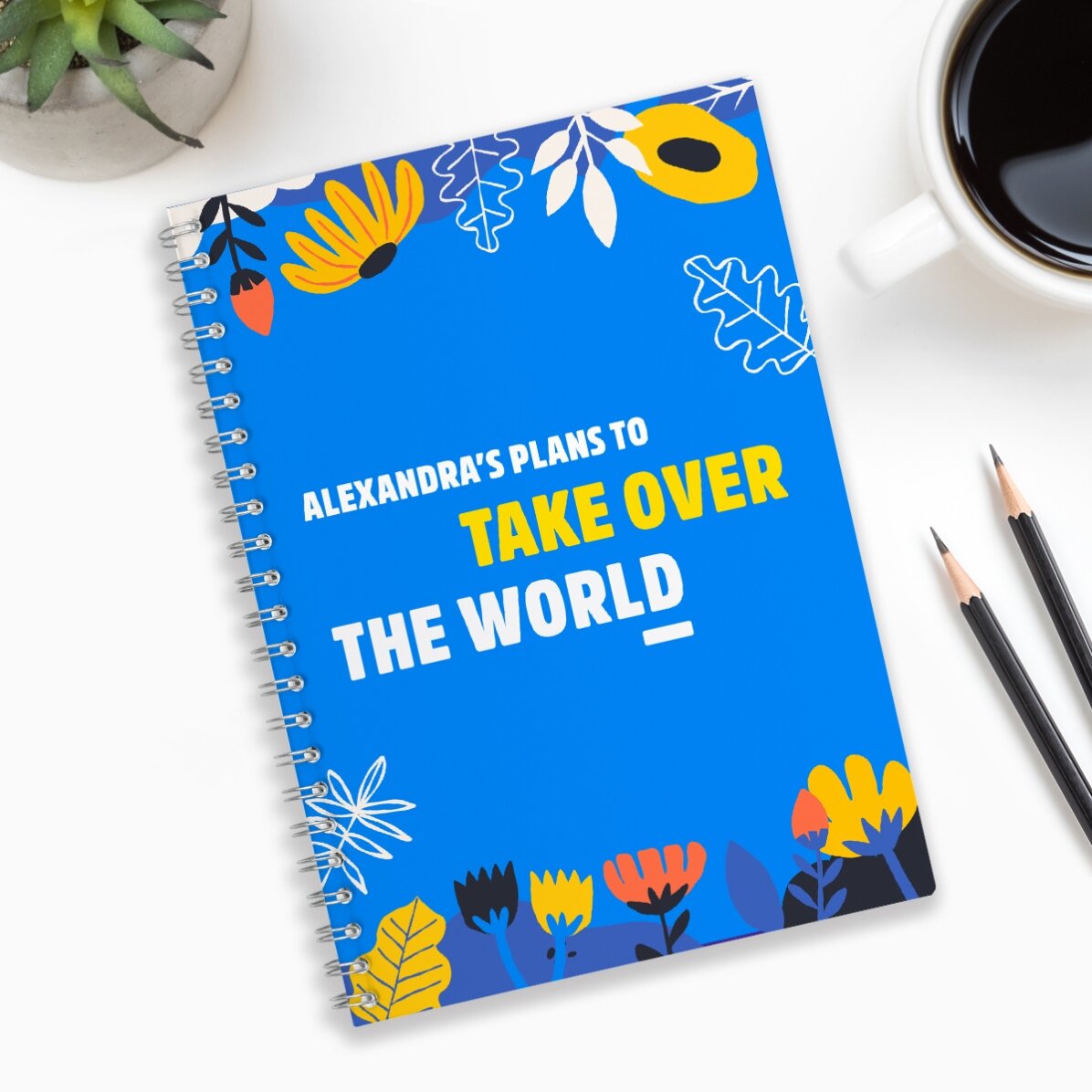 Gepersonaliseerd notitieboekje met tekst - Take over the world