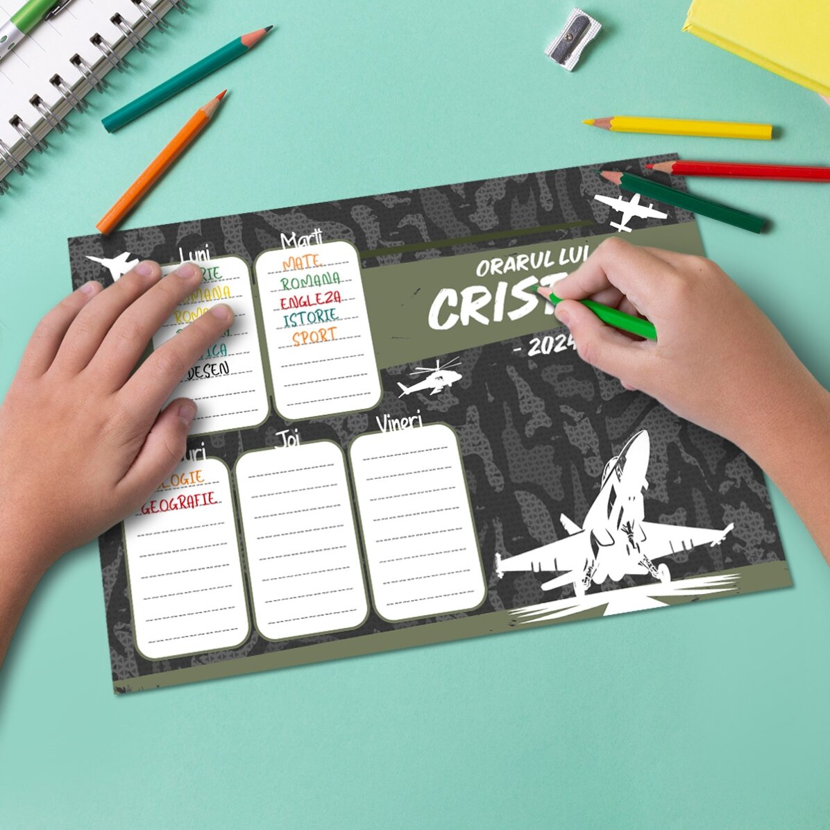 Personalised timetable with text - I