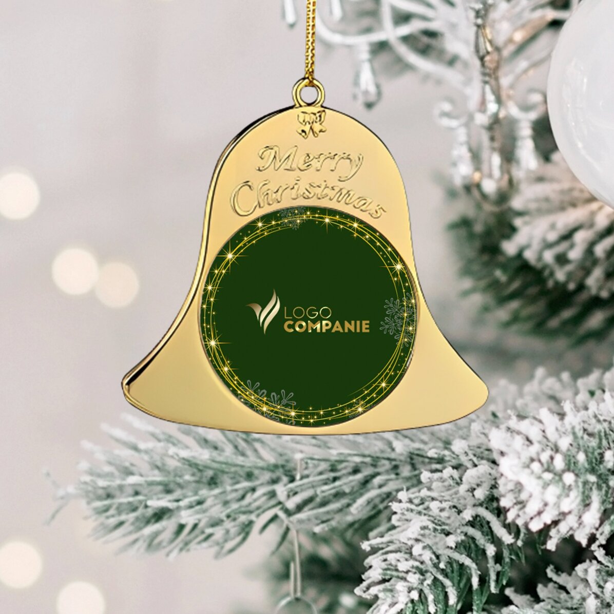 Personalised Christmas tree decoration, front and back with logo - Bell model