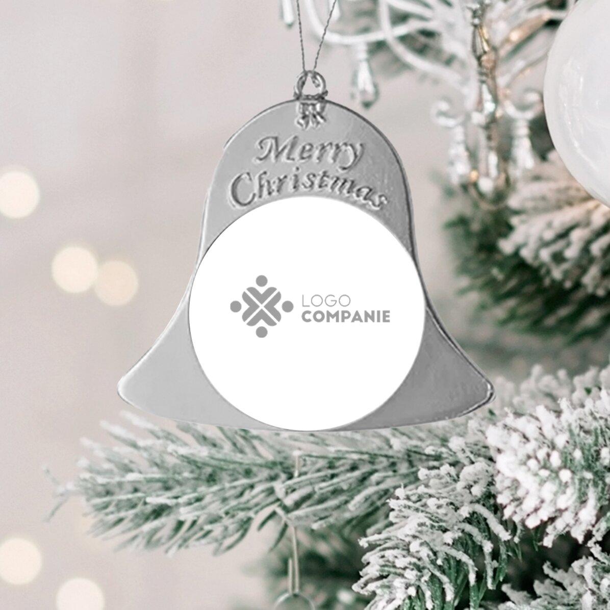 Personalised Christmas tree decoration, front and back with logo - Bell model