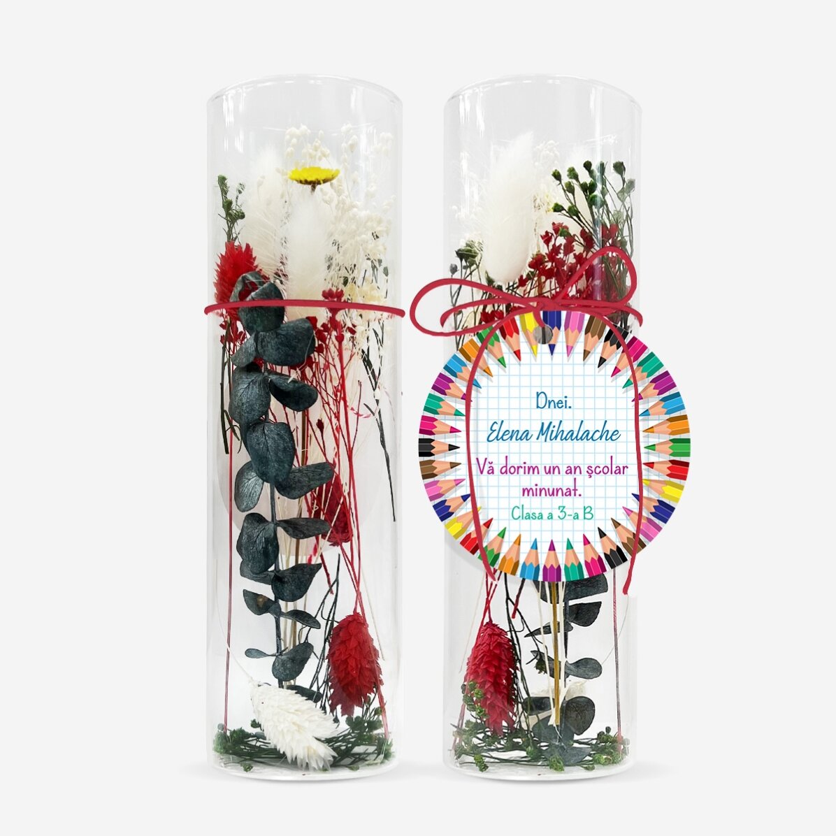 Glasornament met geconserveerde bloemen, gepersonaliseerd met een boodschap voor leraren - Back to s