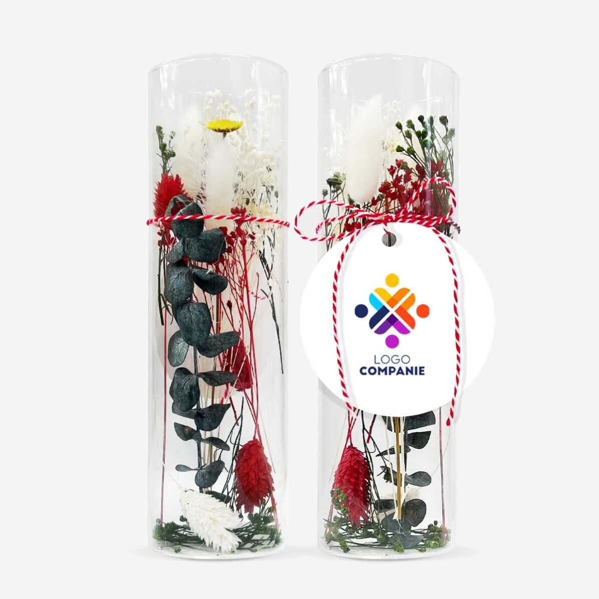 Martisor-sieraad van glas met geconserveerde bloemen, gepersonaliseerd met logo