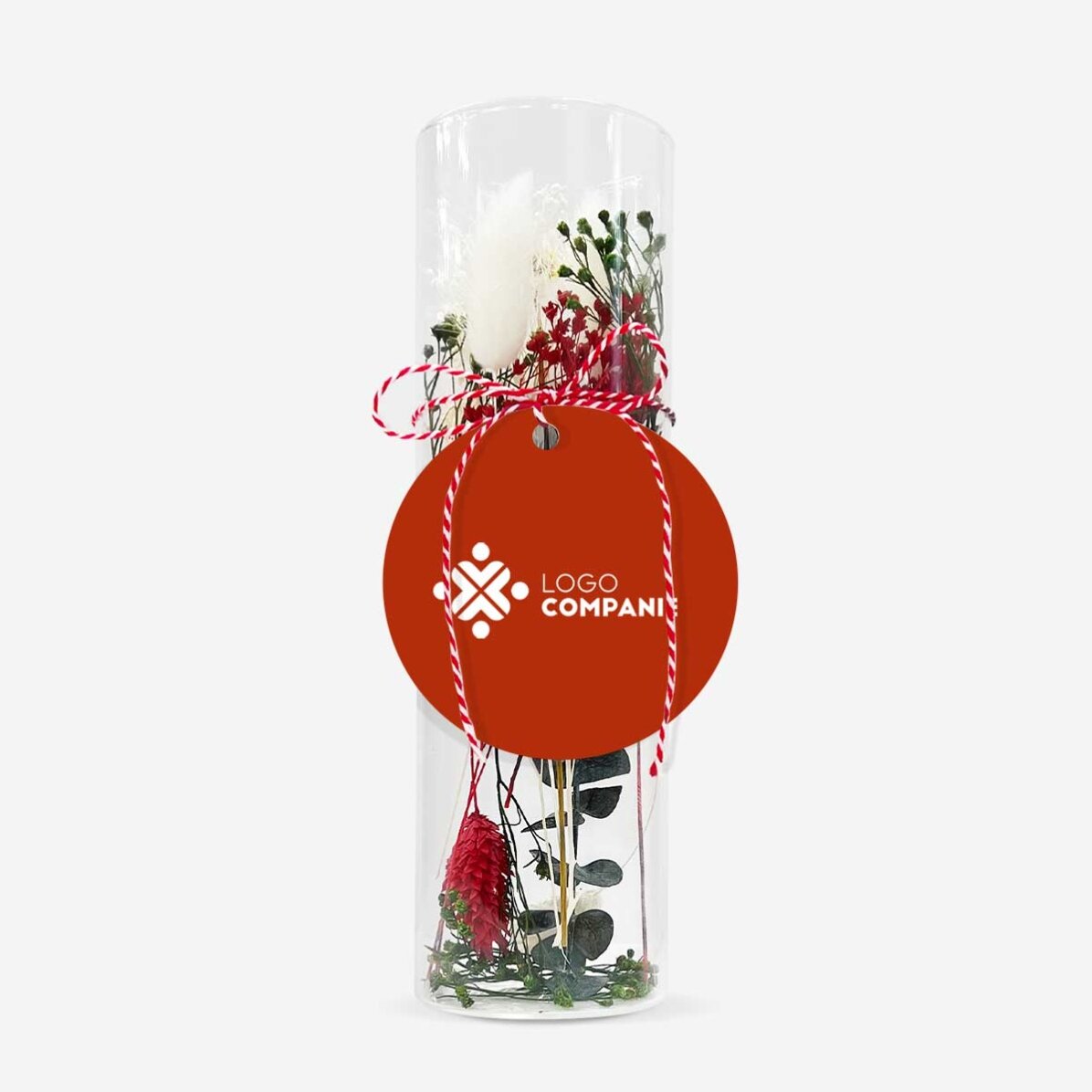 Martisor-sieraad van glas met geconserveerde bloemen, gepersonaliseerd met logo