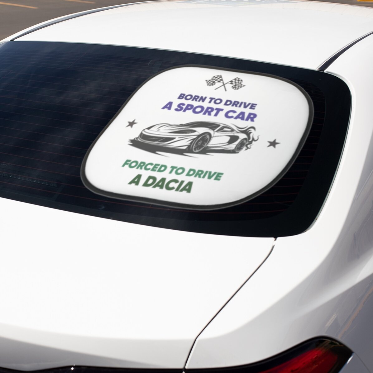 Op maat gemaakte autozonneklep met tekst - Born to drive