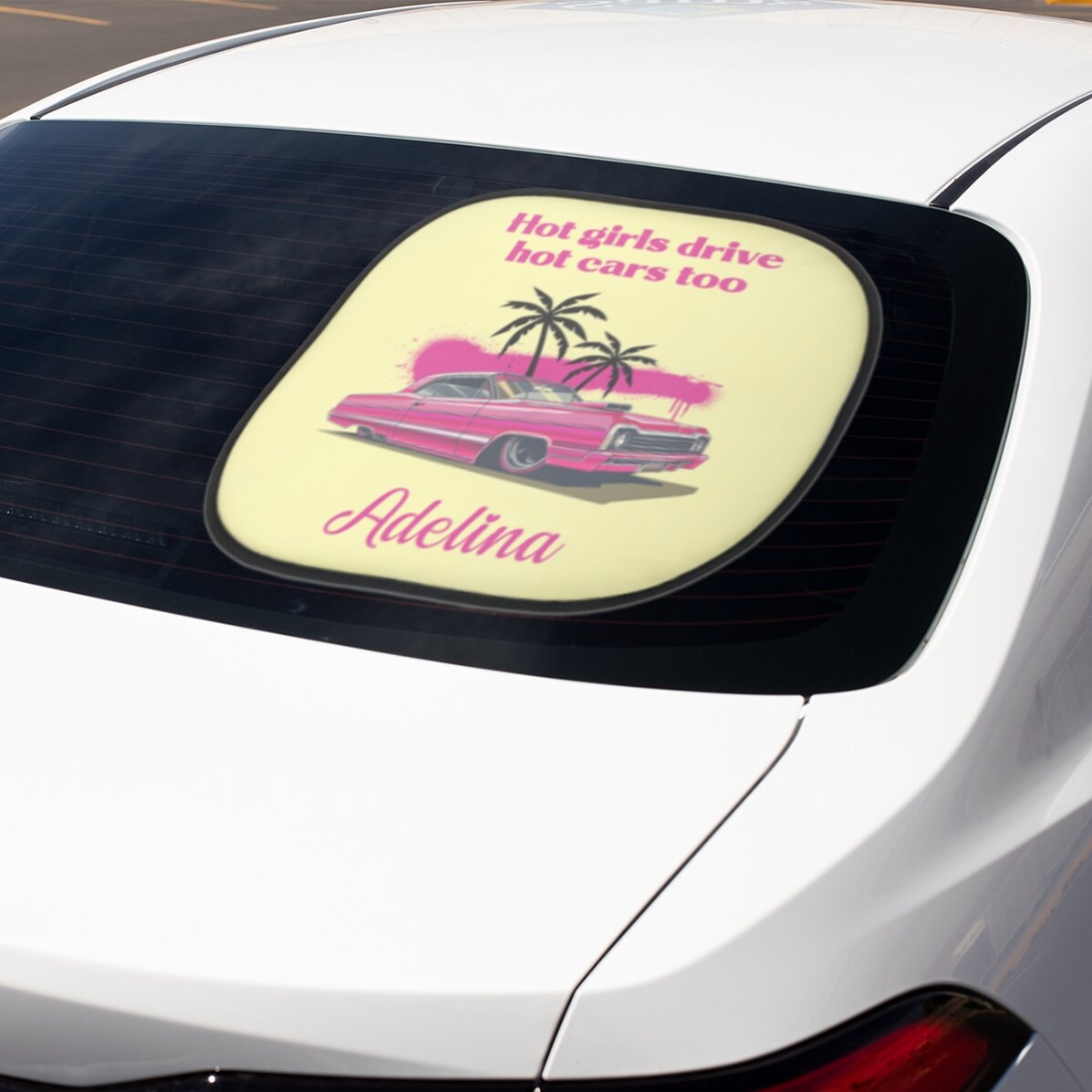 Op maat gemaakte autozonneklep met tekst - Roze