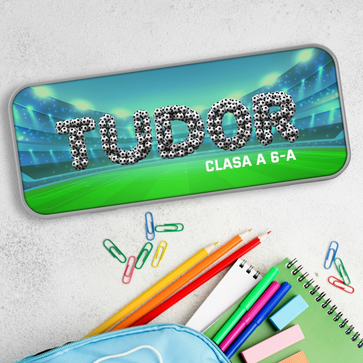 Gepersonaliseerd etui met naam - Voetbal