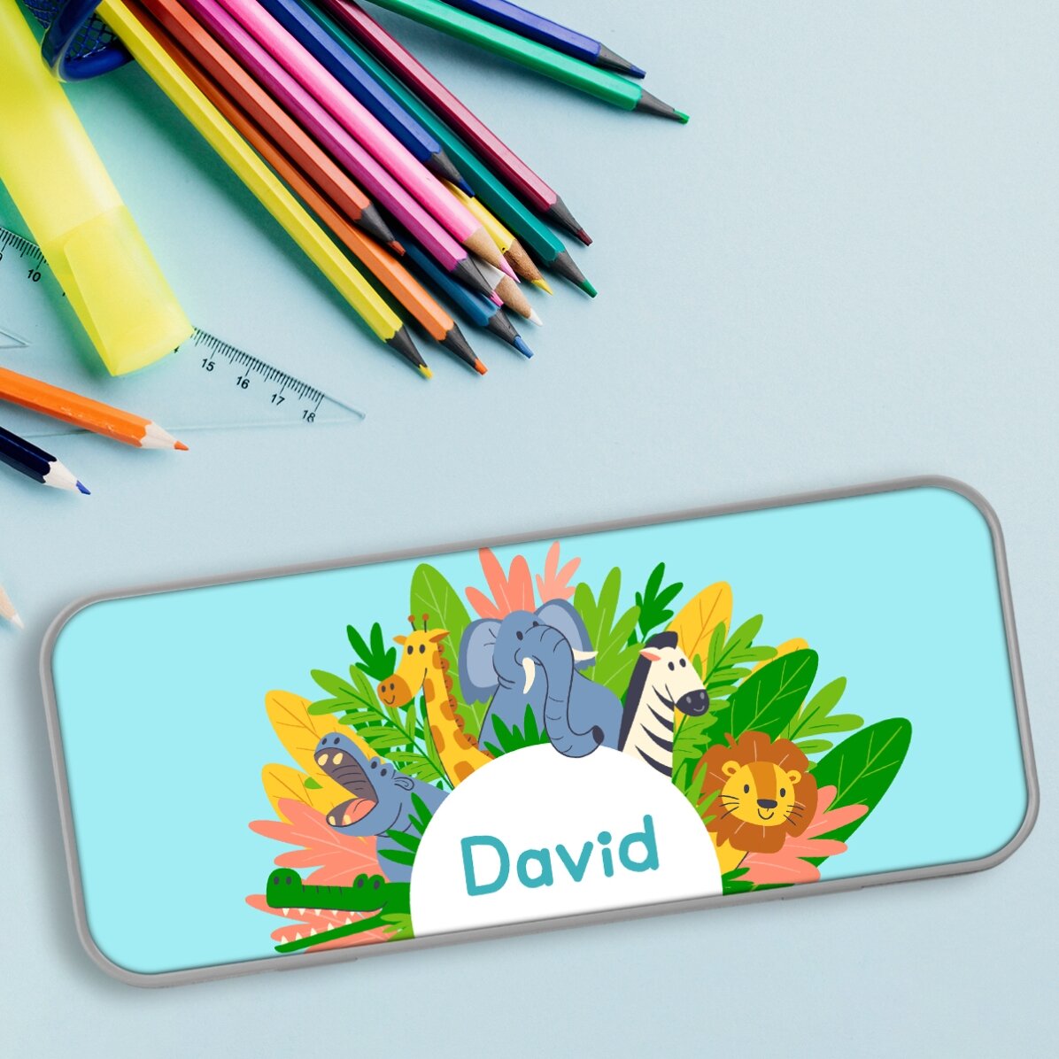Gepersonaliseerd etui met tekst - Animals