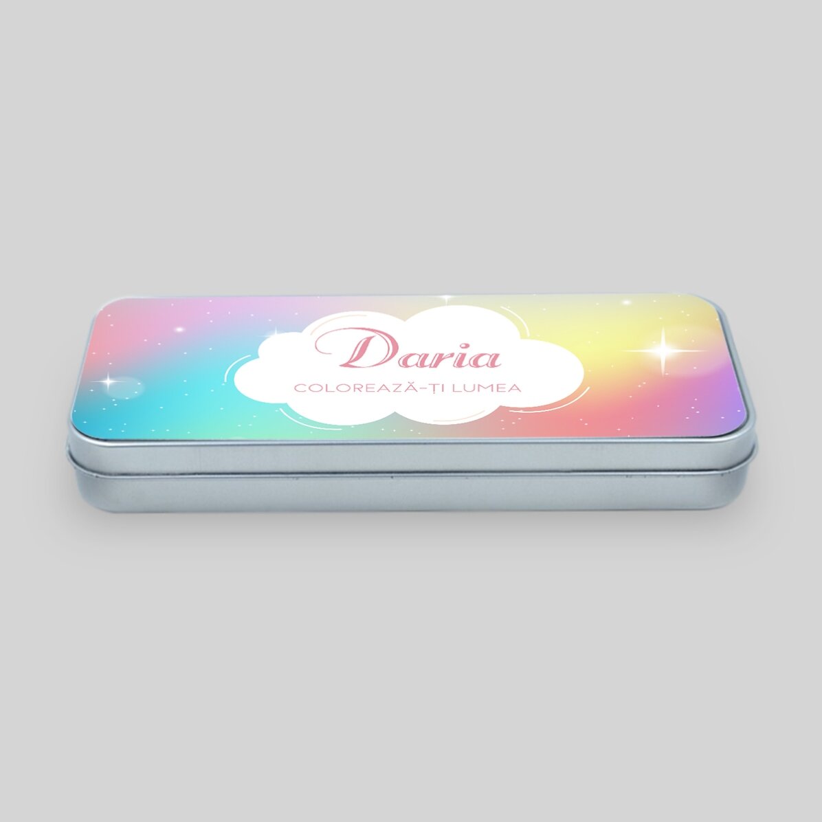 Gepersonaliseerd etui met tekst - Rainbow