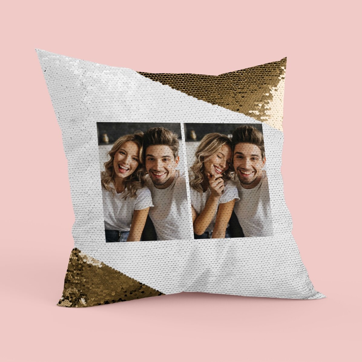 Gepersonaliseerd kussen met 2 portretfoto