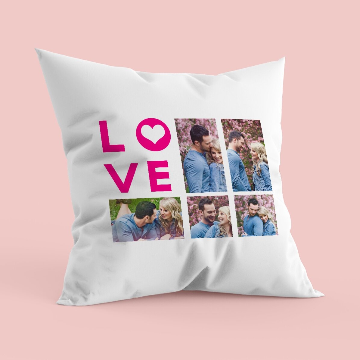 Gepersonaliseerd kussen met 5 foto’s – model ‘love’