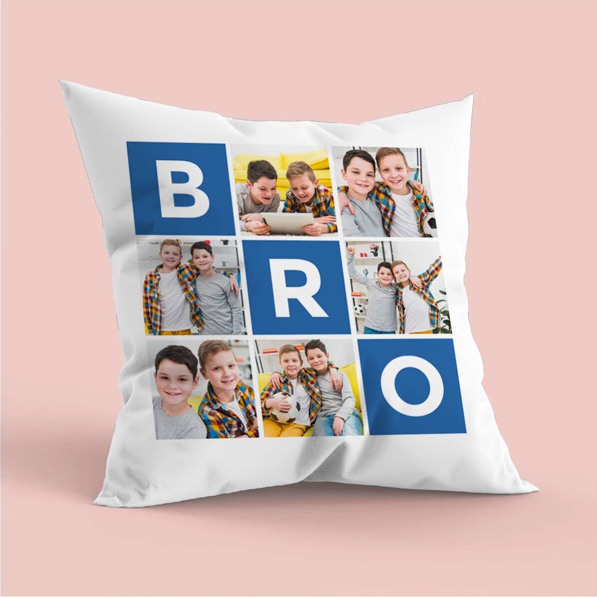 Gepersonaliseerd kussen met 6 foto’s en een boodschap - Family
