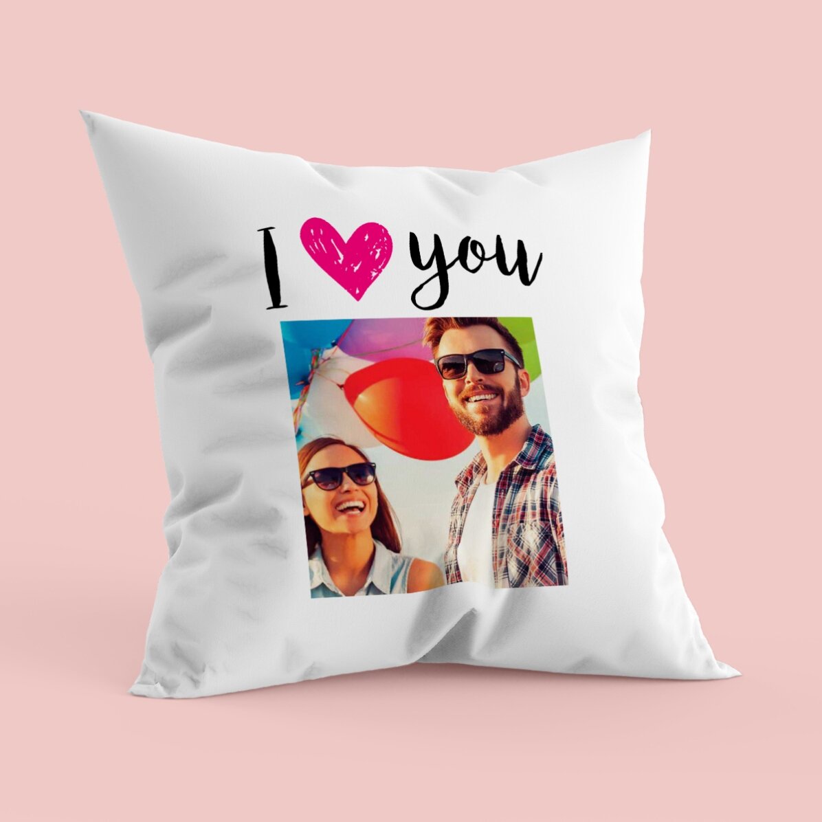 Gepersonaliseerd kussen met een foto - I love you