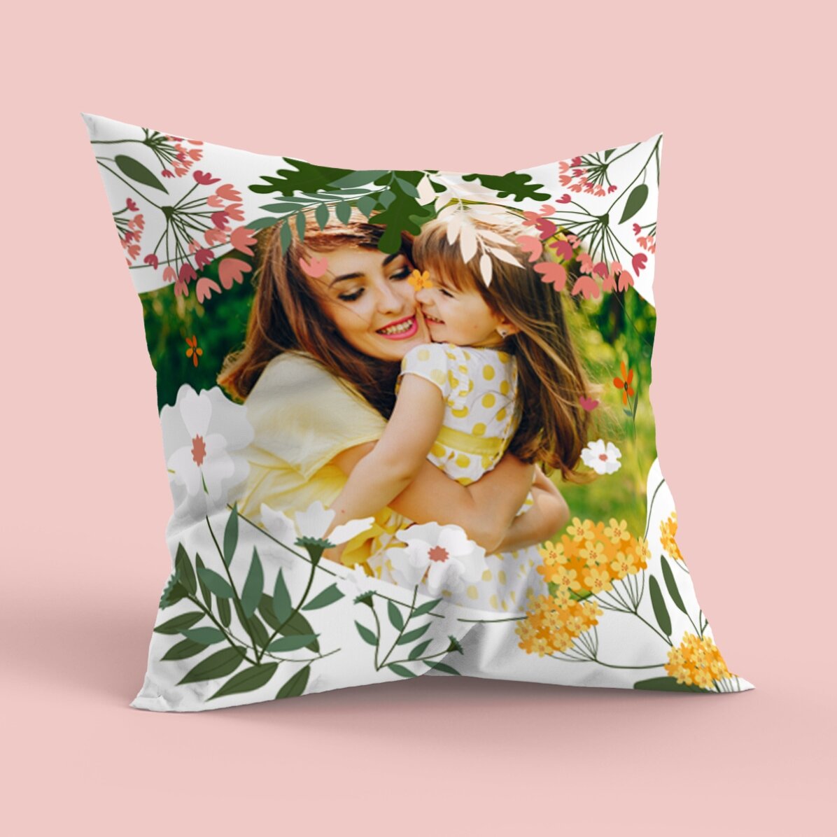 Gepersonaliseerd kussen met foto, groot formaat - Hello spring