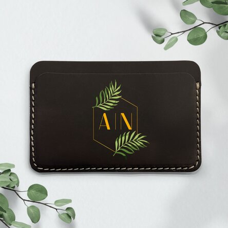 Personalised leather wallet with text - Gold