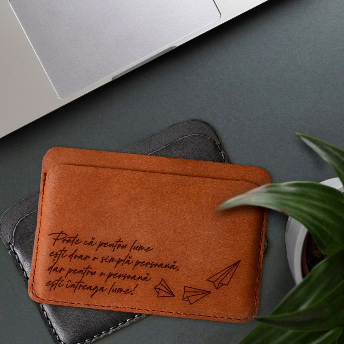 Personalised leather wallet with message - You are the whole world!