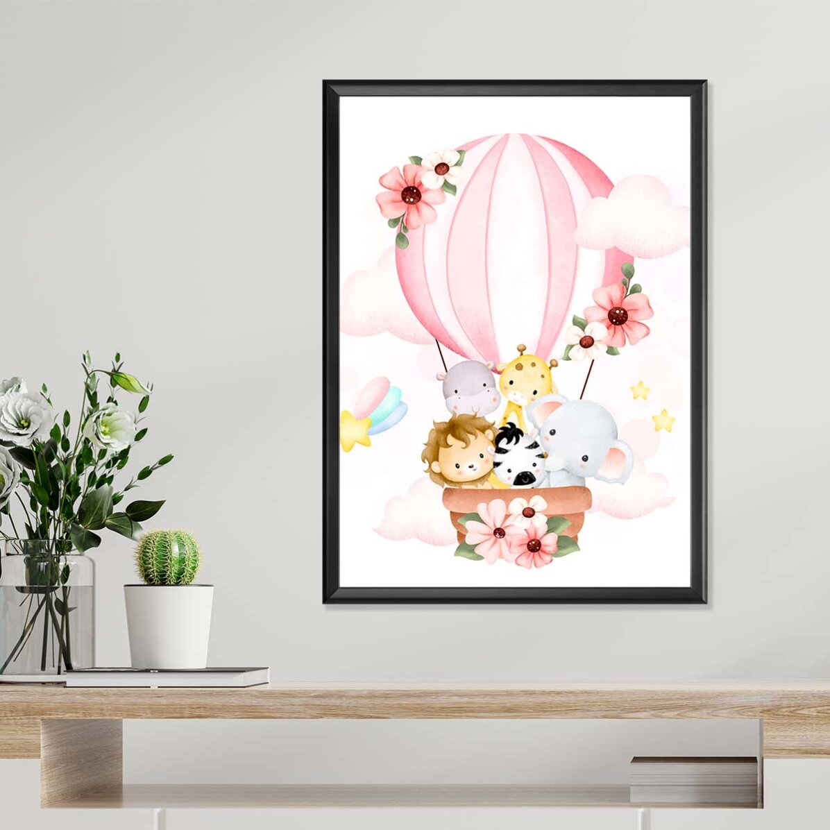 Poster Animals in a hot air balloon