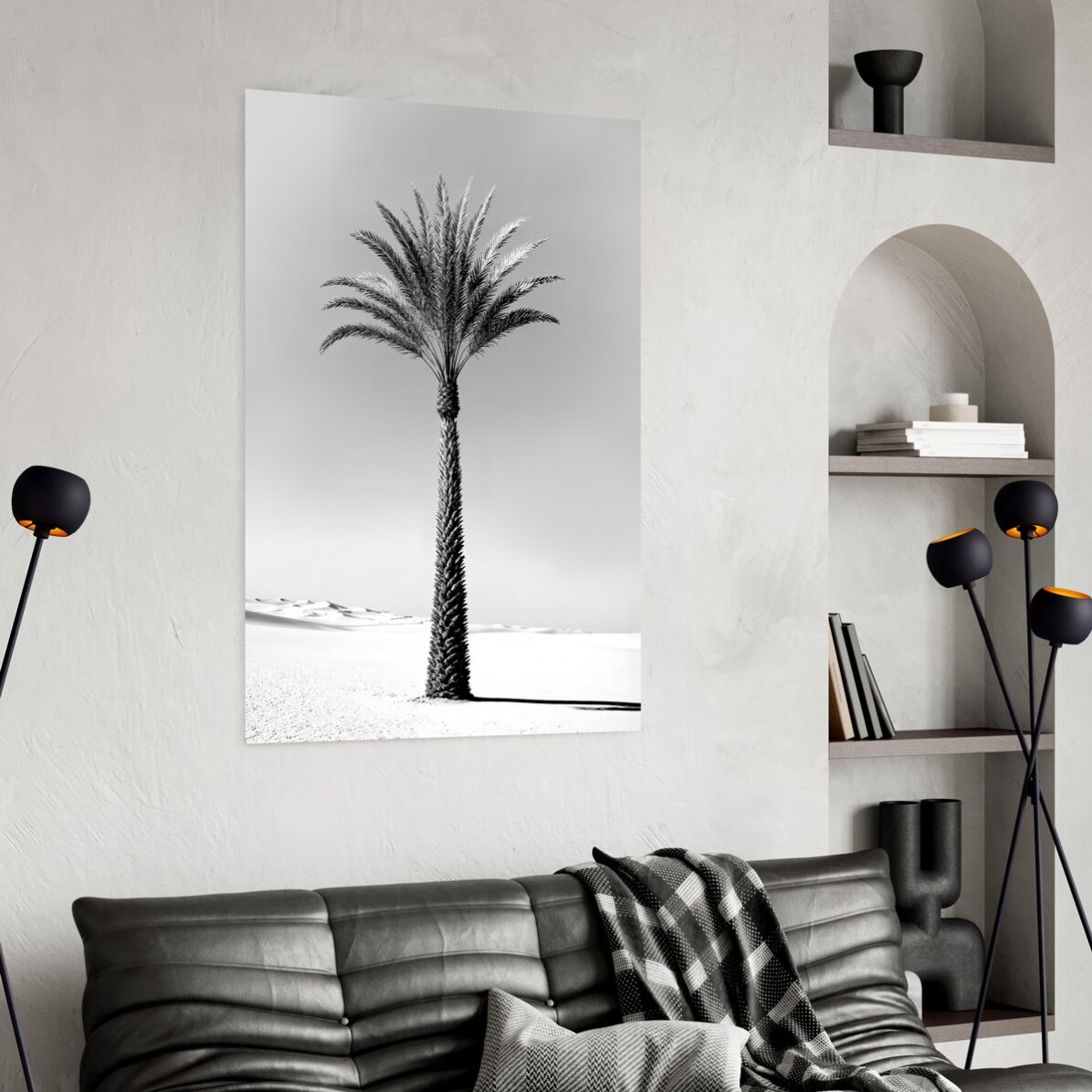 Black and white palm tree poster
