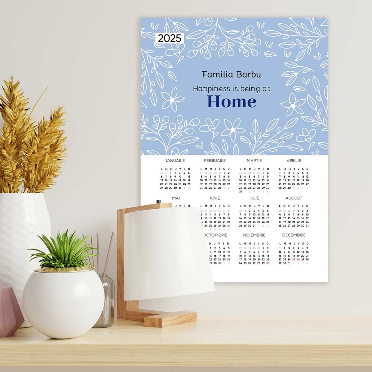 Personalised calendar poster with message