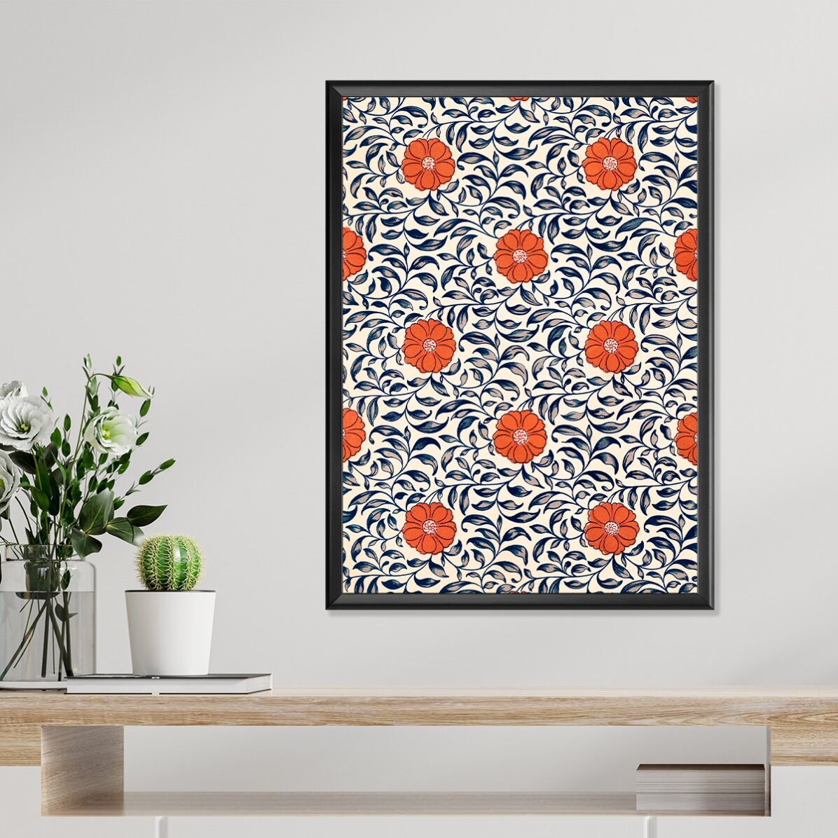 Red Chinese Flowers Poster